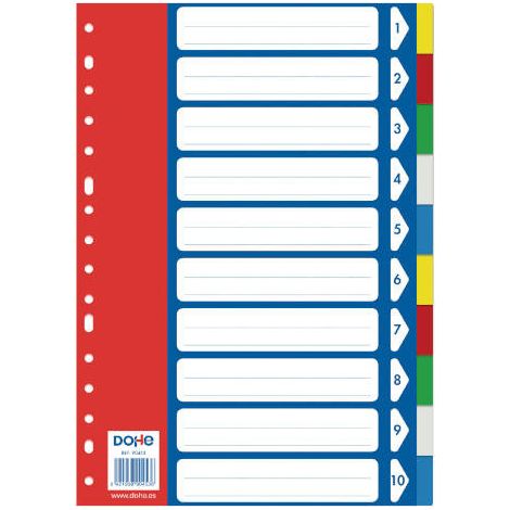SEPARADORES POLIPROPILENO 10 POSICIONES 5 COLORES FOLIO 227X315 DOHE 90453