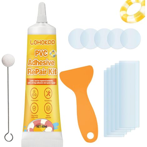 2 fl oz Swimming Pool Repair Kit, Inflatable Pool Repair Kit PVC Glue Swimming Pool Liner Repair Waterproof Durable with Clear Patches for Inflatable Boats (1/5)