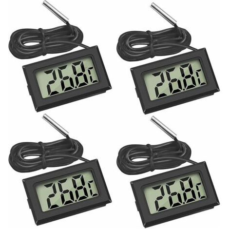 Mini-Digital-LCD-Thermometer mit Temperaturfühler für Kühlschränke, Gefrierschränke und Aquarien (Schwarz)