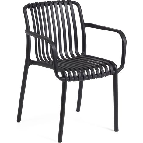 Sedia con braccioli da giardino "Righe" in polipropilene da interno ed esterno -Bianco / Confezione da 1 Pezzo (1/4)