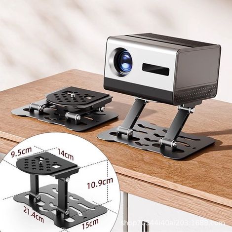 Soporte plegable 3 en 1 para proyector con brazos de doble bisagra, capacidad de carga máxima de 10 kg, doble eje ajustable a 180° para todos los proyectores de cine en casa estándar. (1/5)