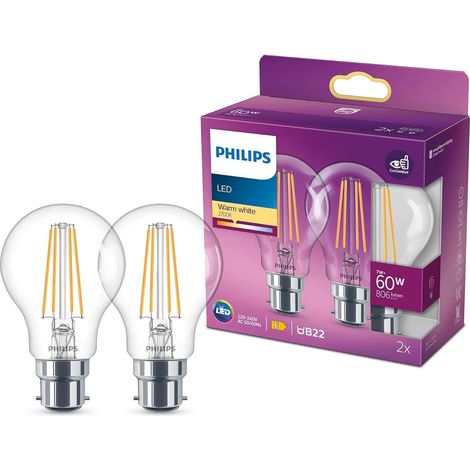 ampoule LED Standard B22 60W Blanc Chaud Claire, Verre (1/5)