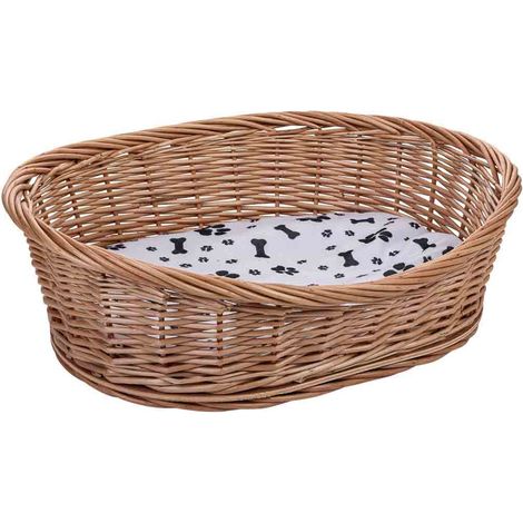 Cama de mascota de mimbre marrón 50x40x11/16h cm