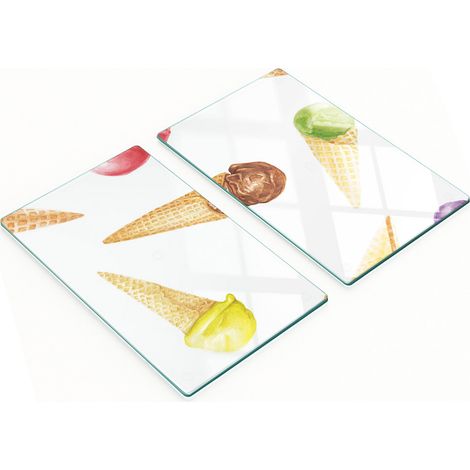 Juego de tablas de cocina de vidrio templado con diseño de hielo, 2 x 30 x 52 cm. (1/5)