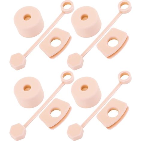4 Pièces Bouchons Anti-Fuites en Silicone pour Tasse, Couvercles Carrés et Ronds avec Couvre-Paille, Accessoires Tumbler Rose (1/5)