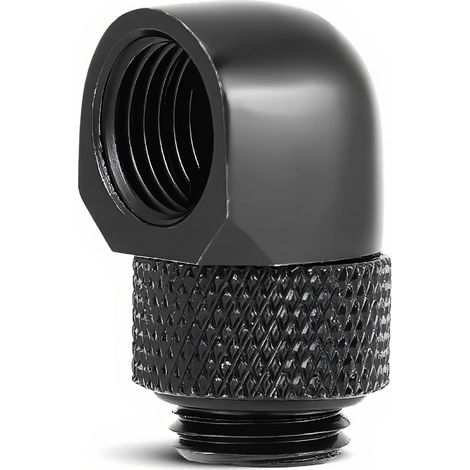 Raccord, G1/4 Filetage Raccord de 90 Degrés Adaptateur Rotatif Eau Refroidie Connecteur pour Tube(Noir) (1/5)