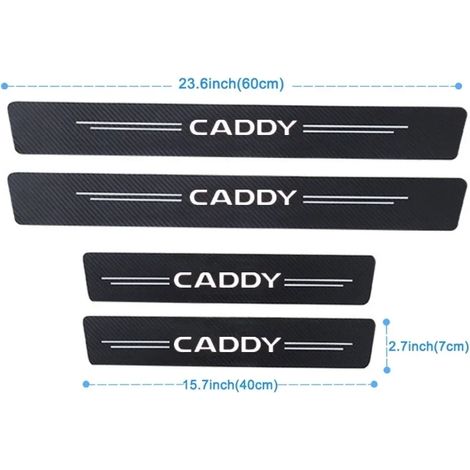 (4 pièces pour CADDY) Autocollants de seuil de porte en fibre de carbone avec logo CADDY,film de protection,bandes de pare-chocs,accessoires (1/3)