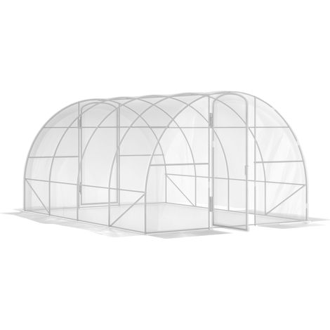 Serre tunnel jardin vert 12m² 4x3x2m 2 portes charnières bâche PE 150g/m² serre de culture