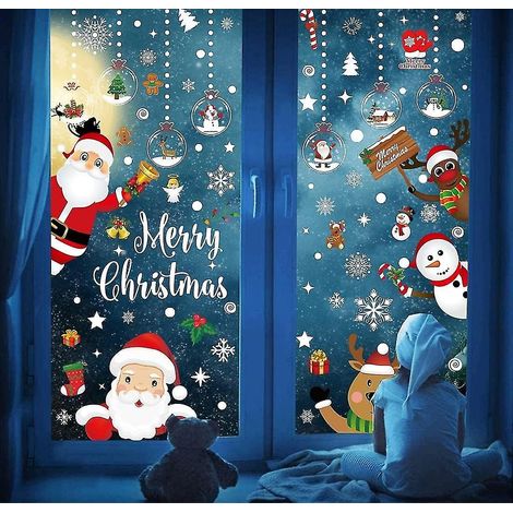 Autocollants décoratifs de Noël pour fenêtres, stickers muraux de Noël en verre, autocollants de Noël (1/5)