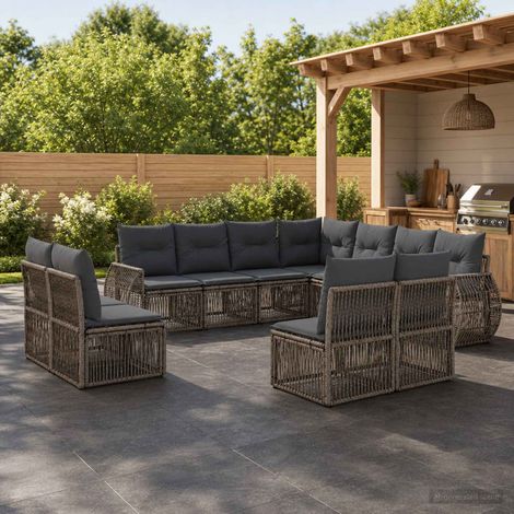 Set Divano da Giardino 11 pcs Grigio e Grigio Scuro polyrattan vidaXL (1/5)