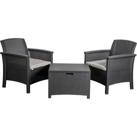 set da giardino "malindi balcony" in polipropilene con cuscini antracite 2 sedute e tavolino (1/4)