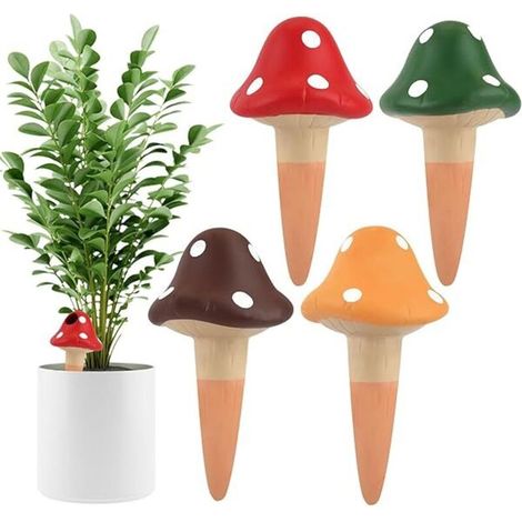 Bardusch - Lot de 4 Cônes d'Arrosage Autonomes en Terre Cuite, Globes Goutteurs Décoratifs pour Plantes - Système d'Arrosage Automatique pour Plantes d'Intérieur et d'Extérieur (Champignon)