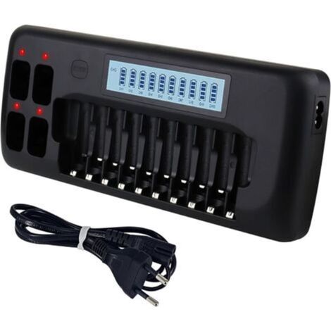 LCD Battery Charger - 14 Slot Universal Smart Charger for AA/AAA Ni-MH Batteries with Discharge Function (1/5)