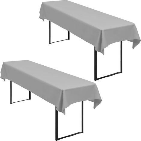 Lot de 2 nappes de table de bière Gris clair 250x100cm, imperméable, lavable