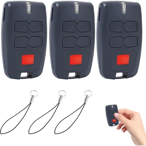 Lot de 3 télécommandes pour porte de garage, 433 MHz pour ouverture de portail 2 canaux 4 boutons rolling code compatible avec 2, Kleio, Ghibli, TRC 2 (1/5)
