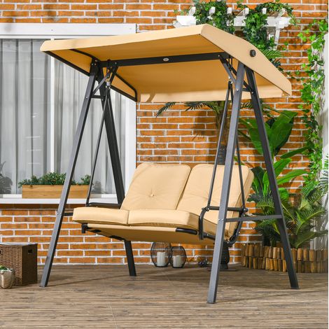 canape jardin balancelle 2 places acier beige stable OKMYHOME (1/3)