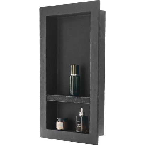Salle de bain et douche, niche encastrable murale noire pour savon et shampoing, structure intégrée à double couche (1/5)
