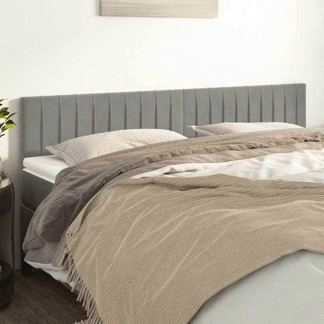 Tête de lit 180 x 5 x 78/88 cm en velours gris clair, hauteur réglable, 10.45kg - PANGIVO (1/5)