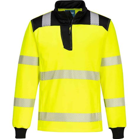 Sweatshirt Halb-Reißverschluss PW3 Hi-Vis Gelb/Schwarz L