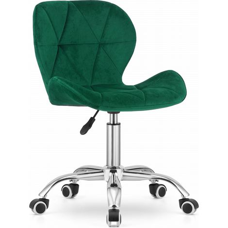 Silla giratoria Valora AVOLA de terciopelo verde ergonómica (1/5)