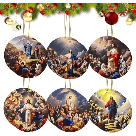 Ornements De Noël Religieux Suspension en Bois 12 Ornements Festifs en Bois Pour Mariage, Pâques, Chapelle, Maison, Voiture, Rétroviseur, Chambre, Salon (1/5)