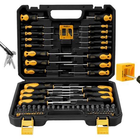Komplettes 86-teiliges magnetisches Schraubendreher-Set aus Chrom-Vanadium-Stahl: Enthält Mini-Präzisionsschraubendreher (Schlitz/Kreuzschlitz/Torx), Steckschlüssel, Bits und Magnetisierer, aufbewahrt (1/5)