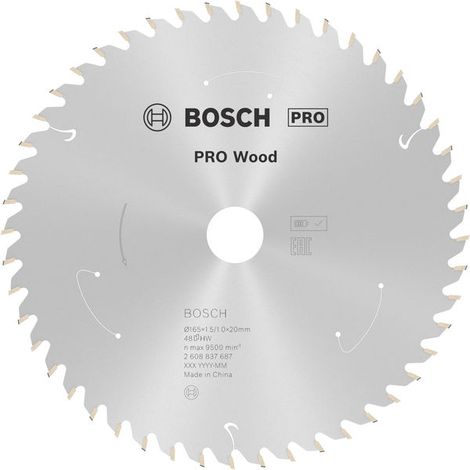Bosch PRO Wood cordless Circular Saw Blade 165 x 1.5 x 20 mm T48 2608837687 (1/5)