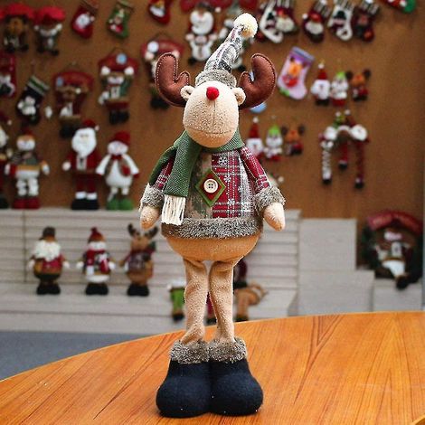 Décoration de Noël, poupées de Noël sur pied, figurines, ornement de poupée, élan (1/4)