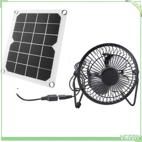 Chargeur d'énergie solaire - FAFEICY - Ensemble ventilateur solaire 6W - Double USB - Portable léger - Noir (1/5)