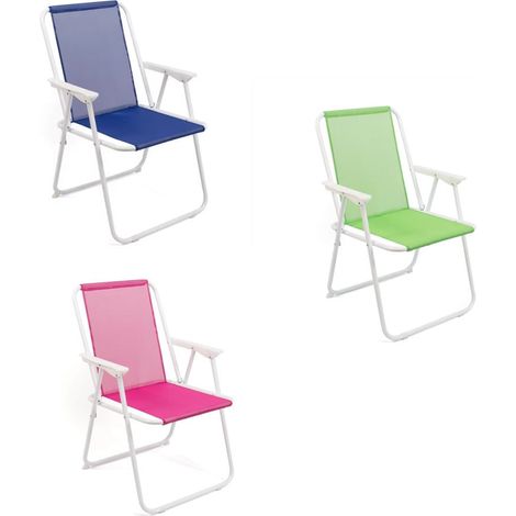 TrAdE Shop Traesio - Set 6pz Sedia Pieghevole Da Mare Spiaggia Campeggio In Metallo Tela Colorata 023282 - (1/5)