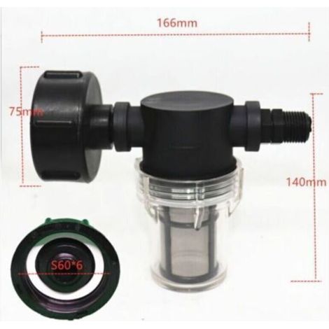 Robinet Raccord Cuve 1000 L, Articulation de u de Jardin pour Collecteurs d'eau de Pluie avec Fonction de Filtre,S60x6 Adaptateur De Réservoir d'eau IBC (1/2'' Fil extérieur),--TRIMEC