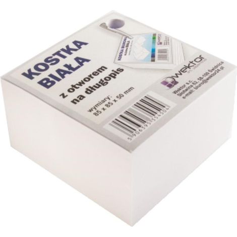 Cubo bianco incollato 85x85mm 5cm foro per penna