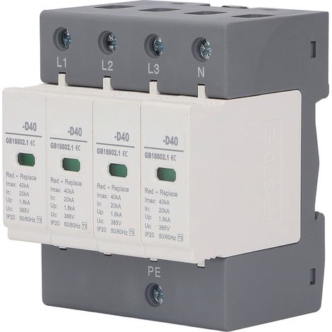 Parafoudre 4P IP20 Protection Surtension 385V AC 36MM Rail DIN (1/5)