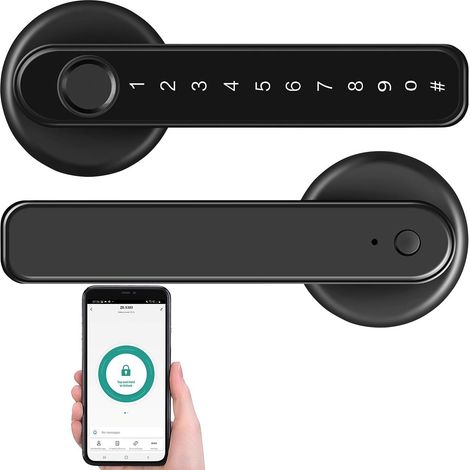 TSZ-800 poignée de porte connectée avec scanner d'empreintes digitales et code PIN - couleur [VisorTech] (1/5)