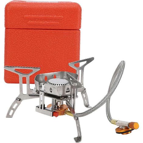 Réchaud de camping portable en acier inoxydable 304, brûleur à gaz anti-vent, cuiseur de randonnée extérieur (1/5)