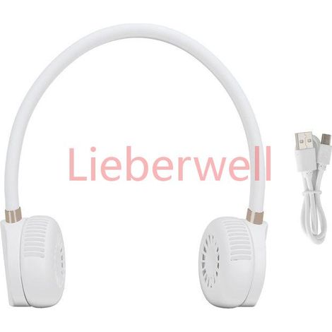 Ventilateur tour de cou multifonction innovant, rechargeable par USB, 3 vitesses réglables, blanc (1/5)