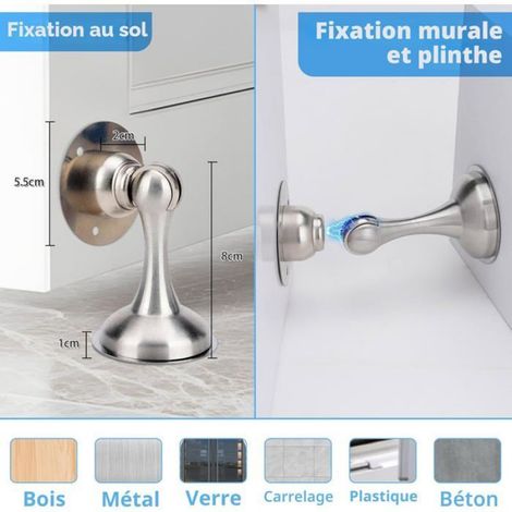 Bloc Porte Magnétique - Acier Inoxydable - Pour Porte Intérieure - Lot de 2 (1/4)