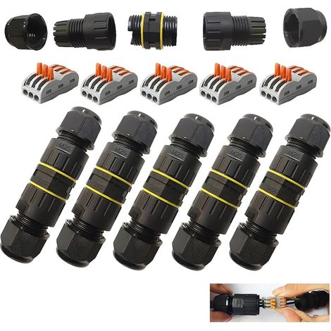 Lot de 5 boîtes de jonction d'extérieur étanches IP68 3 voies M25 pour câble d'alimentation 5-10 mm (1/5)