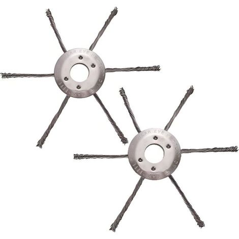 Un ensemble de 2 têtes de brosse pour tondeuse à gazon, brosses de désherbage professionnelles en fil d'acier noué, brosses de désherbage de rechange universelles pour tondeuses à gazon (6 têtes de br (1/5)