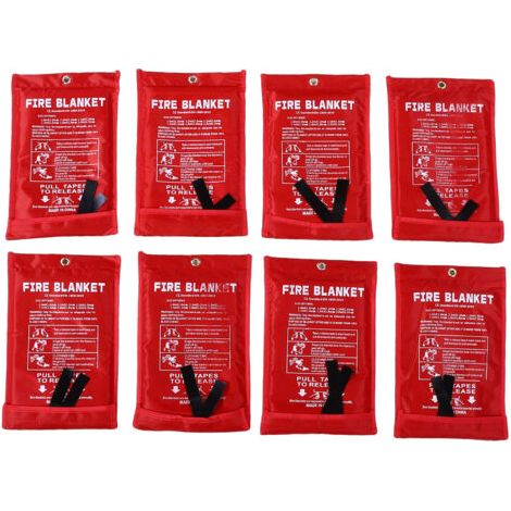 Pair - Couverture anti-feu pour la maison et la cuisine - Lot de 8 couvertures anti-feu réutilisables en fibre de verre - Idéales pour l'école, la cheminée, le barbecue, la voiture, le bureau, le gara (1/5)