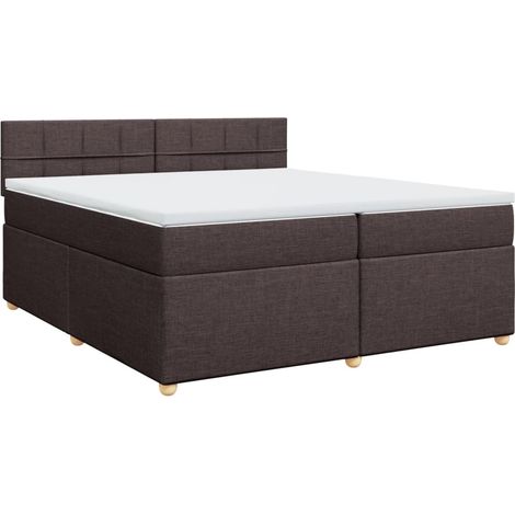 Maison Exclusive - Cama box spring con colchón tela marrón oscuro (1/5)