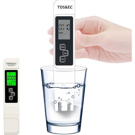 Testeur de L'Eau, 3 en 1 TDS/EC/TEMP pH Mètre Numérique et Testeur Température avec Écran LCD pour Eau Potable Piscine Aquarium Hydroponie Puits et Laboratoire (1/5)