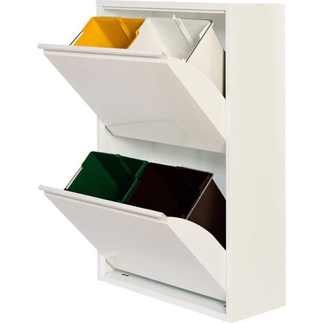 Recycling-Metallschrank 4 Schubladen weiß (1/4)