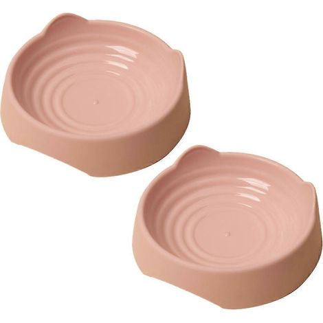 Lot de 2 gamelles pour chat, gamelles antidérapantes, gamelles peu profondes, accessoires d'alimentation pour chat - Rose - Taille S (1/5)