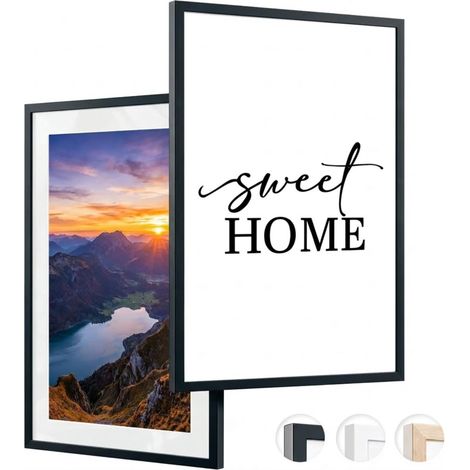Cadre Photo A3, (2 Unités), 29,7 x 42, en Bois, Laminé Acrylique, pour Diplôme Universitaires, Mural, Décoration de Salon (Noir, 2 unités) (1/5)