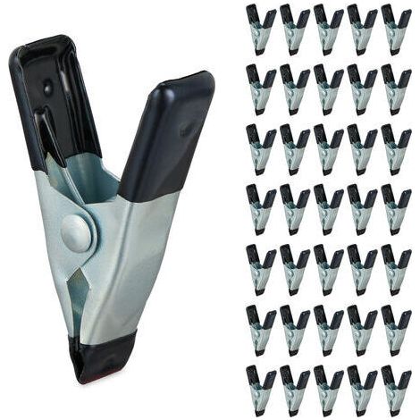 Set mit 36 Klemmen, Klebeclips für Heimwerkerarbeiten, Modellbau, Metallbearbeitung, 20 mm Klemmbreite, kleine schwarze Clips (1/5)