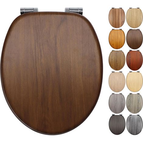 Abattant de WC avec système d'abaissement automatique - En bois MDF de qualité supérieure - Montage facile - Couvercle de WC stable - Compatible avec les toilettes standard en forme de O (1/5)