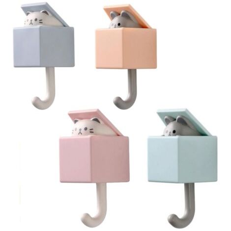 Porte Manteau Enfant Mural,4 Pièces Crochets Adhesif Muraux pour Animaux Mignon Crochet Créatif pour Manteau Cat Hook Rétractables pour Patere Enfant Décoration Murale Sans Perçage (1/5)
