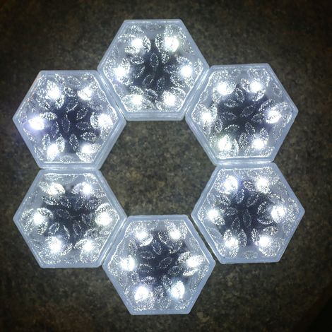 Luminaire Solaire Encastrable - Bloc Lumineux Hexagonal En Acrylique - Pour Allée Jardin Terrasse - 6 Pièces (1/5)
