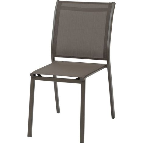 Sedia da giardino impilabile essentia in alluminio e texalina wengé e pralina - Hespéride